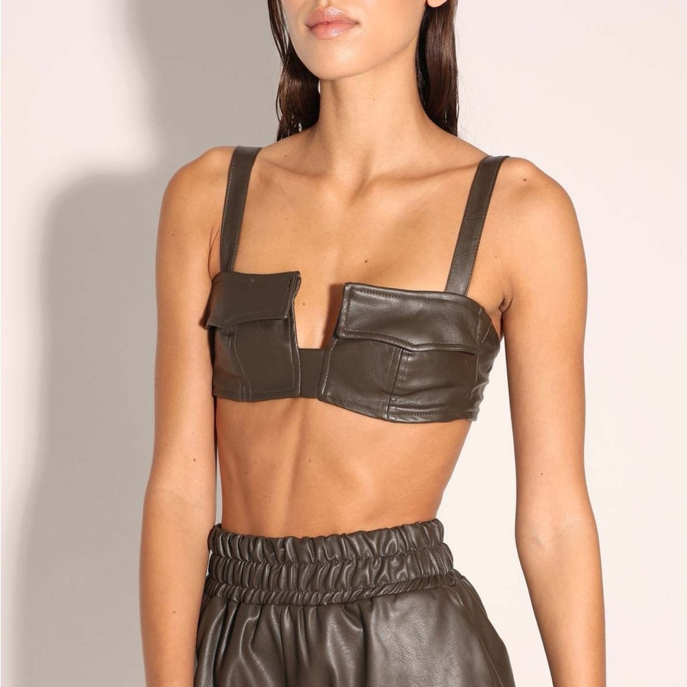NONchalant Ciara vegan leather bra top - NWT